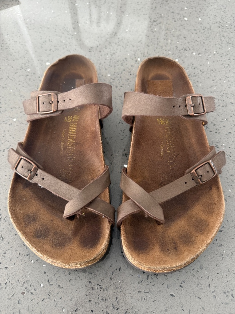 Birkenstock Brown Suede Adjustable Slide Sandals